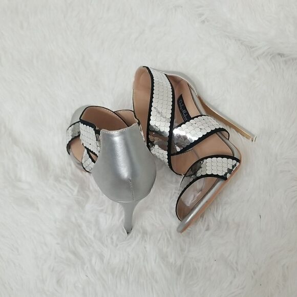 New ONLY MAKER Silver Sequins Heels size 7 - Picture 9 of 10